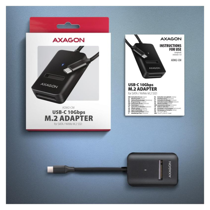 Axagon ADM2-CM USB-C 3.2 Gen2 - 1x NVMe/SATA SDD Adapter