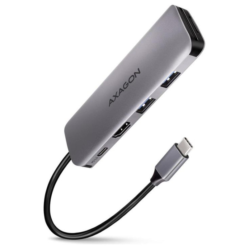 Axagon Multiport USB 3.2 Gen 1 hub. HDMI, card reader and Power Delivery. 20 cm USB-C cable.
