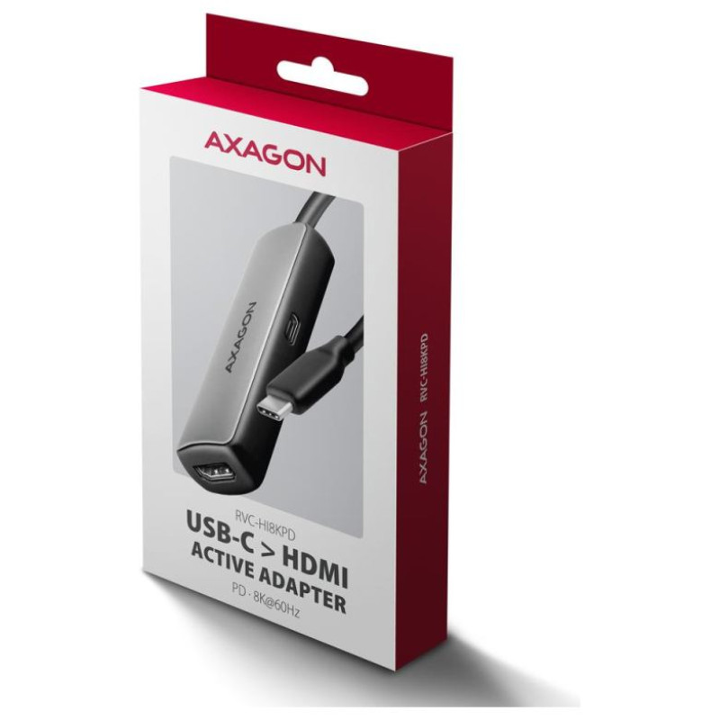 Axagon RVC-HI8KPD USB-C - HDMI 2.1 adapter, 8K/60Hz, 4K/144Hz, HDR10+, PD 100W