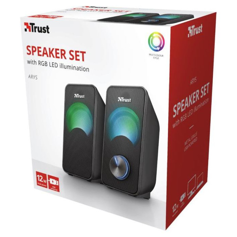 Trust Speaker|TRUST|Arys Compact RGB|Black|23120