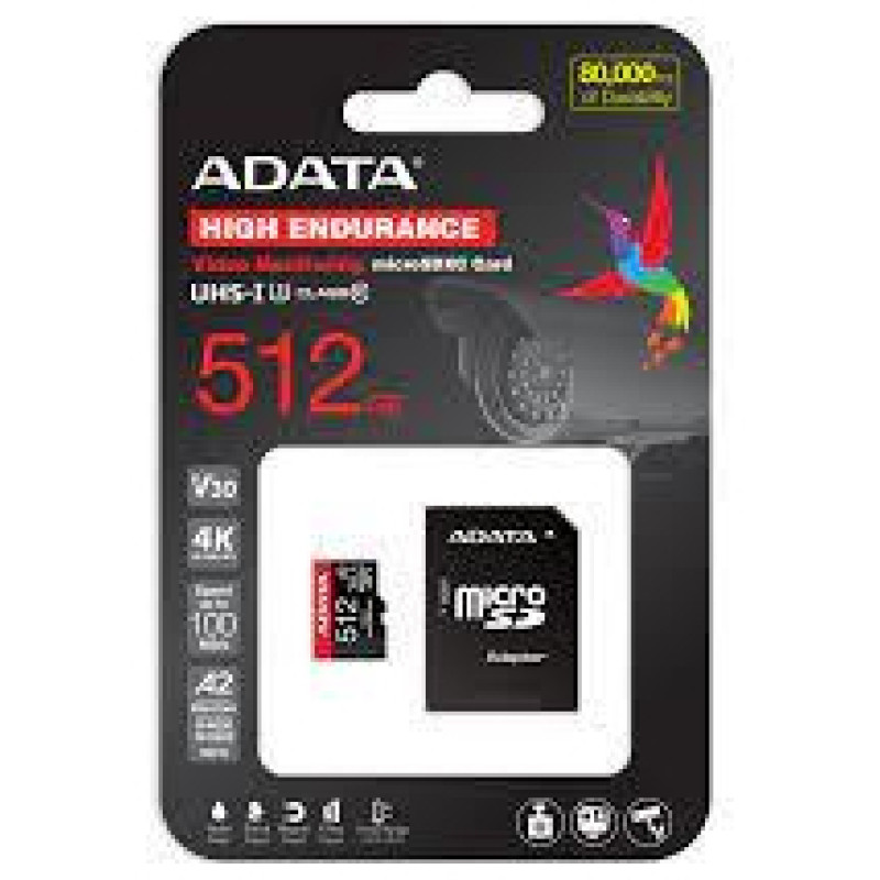 Adata MEMORY MICRO SDXC 512GB W/AD./AUSDX512GUI3V30SHA2-RA1 ADATA