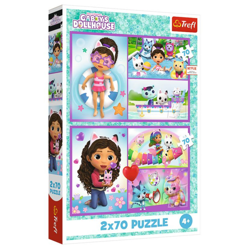 Trefl GABBY&acute;S DOLLHOUSE Pužļu komplekts Spēlējies ar Gabiju, 2x70 gab.