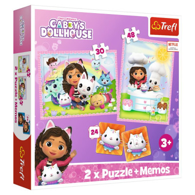Trefl GABBY&acute;S DOLLHOUSE Puzles komplekts 30 gab + 48 gab + 24 memo