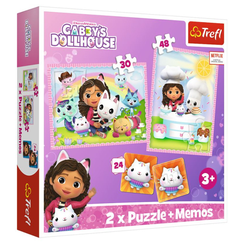 Trefl GABBY&acute;S DOLLHOUSE Puzles komplekts 30 gab + 48 gab + 24 memo