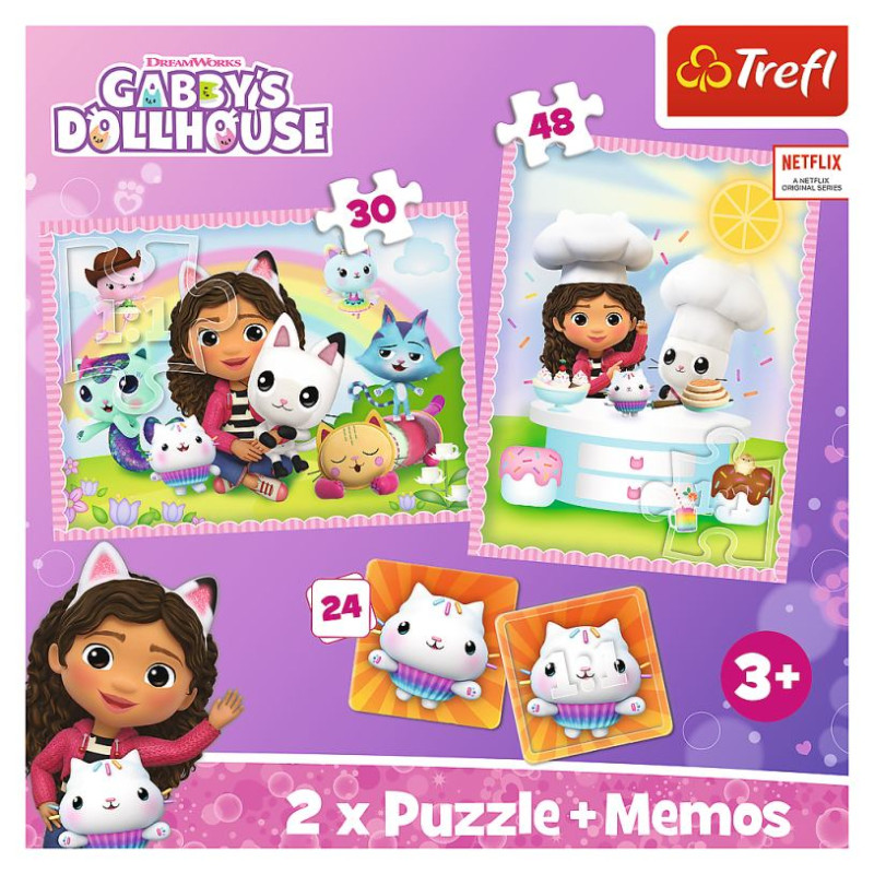 Trefl GABBY&acute;S DOLLHOUSE Puzles komplekts 30 gab + 48 gab + 24 memo