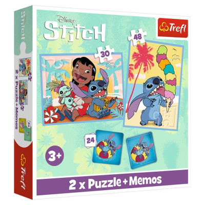 Trefl DISNEY STITCH Puzles komplekts 30 gab + 48 gab + 24 memo