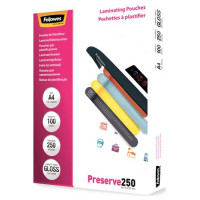 Fellowes LAMINATOR POUCH GLOSSY/A4 250 100PCS 5401802 FELLOWES