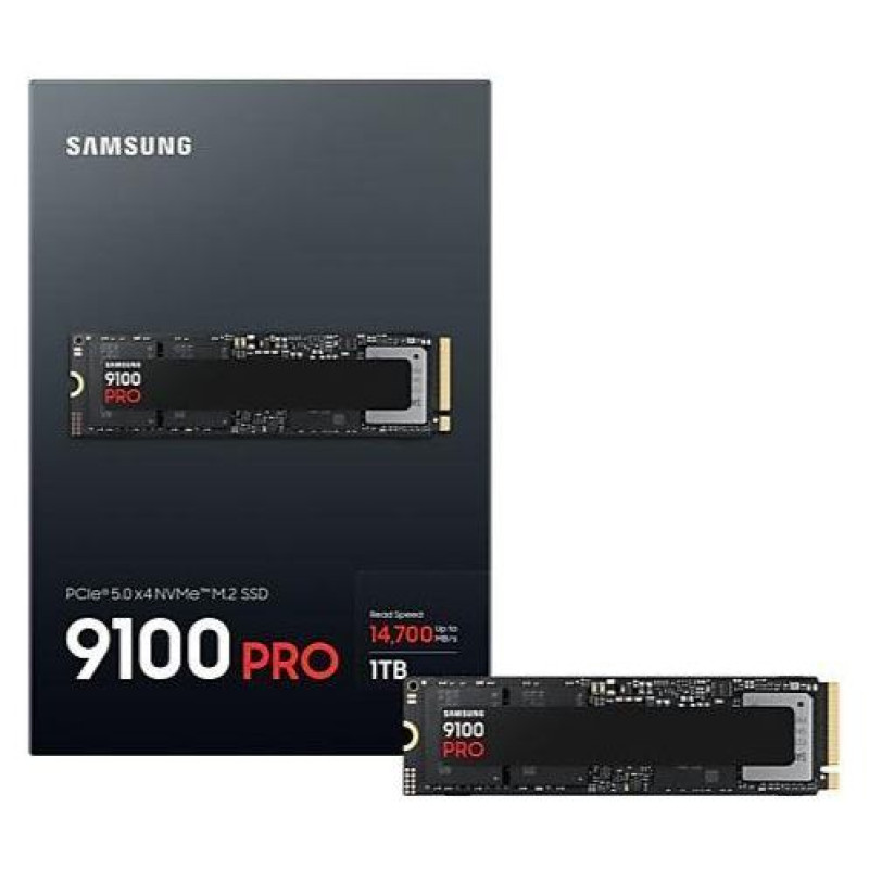 Samsung SSD|SAMSUNG|9100 PRO|1TB|M.2|PCIe Gen5|NVMe|TLC|Write speed 13300 MBytes/sec|Read speed 14700 MBytes/sec|2.38mm|TBW 600 TB|MZ-VAP1T0BW