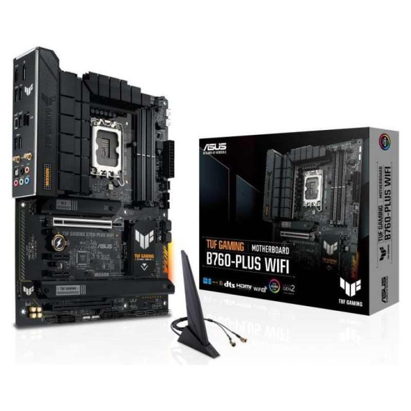 Asus Mainboard|ASUS|Intel B760 Express|LGA1700|ATX|Memory DDR5|Memory slots 4|2xPCI-Express 3.0 1x|1xPCI-Express 3.0 16x|1xPCI-Express 5.0 16x|3xM.2|1xHDMI|1xDisplayPort|1xUSB 2.0|4xUSB 3.2|1xUSB-C|1xOptical S/PDIF|1xRJ45|5xAudio port|TUFGAMINGB760-PLUSWI