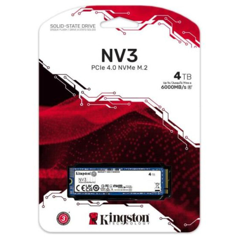Kingston SSD 4TB NV3 M.2 2280 PCIe 4.0 NVMe SSD