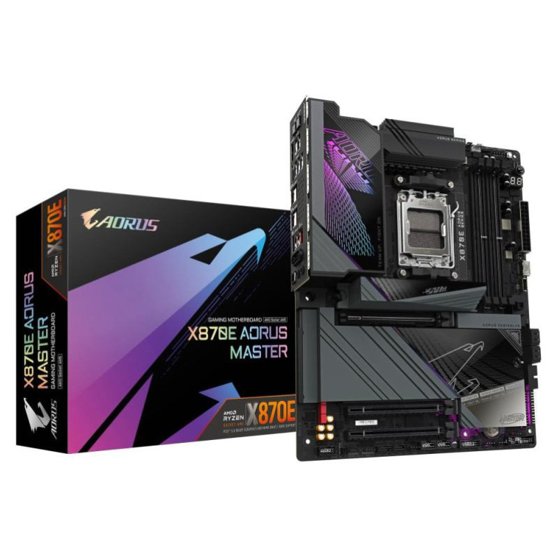 Gigabyte Mainboard|GIGABYTE|AMD X870E|SAM5|ATX|Memory DDR5|Memory slots 4|1xPCI-Express 3.0 4x|1xPCI-Express 4.0 4x	|1xPCI-Express 5.0 16x|4xM.2|1xHDMI|2xUSB 2.0|8xUSB 3.2|2xUSB-C|1xOptical S/PDIF|1xRJ45|2xAudio port|X870EAORUSMASTER