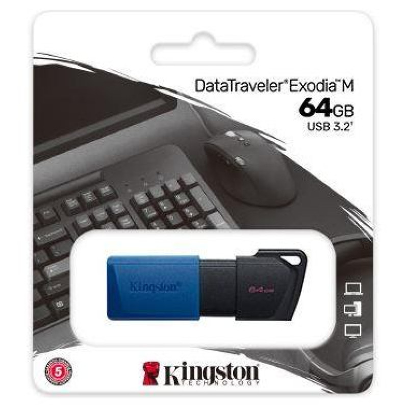 Kingston 64GB USB3.2 Gen 1 DataTraveler Exodia M (Black + Blue)