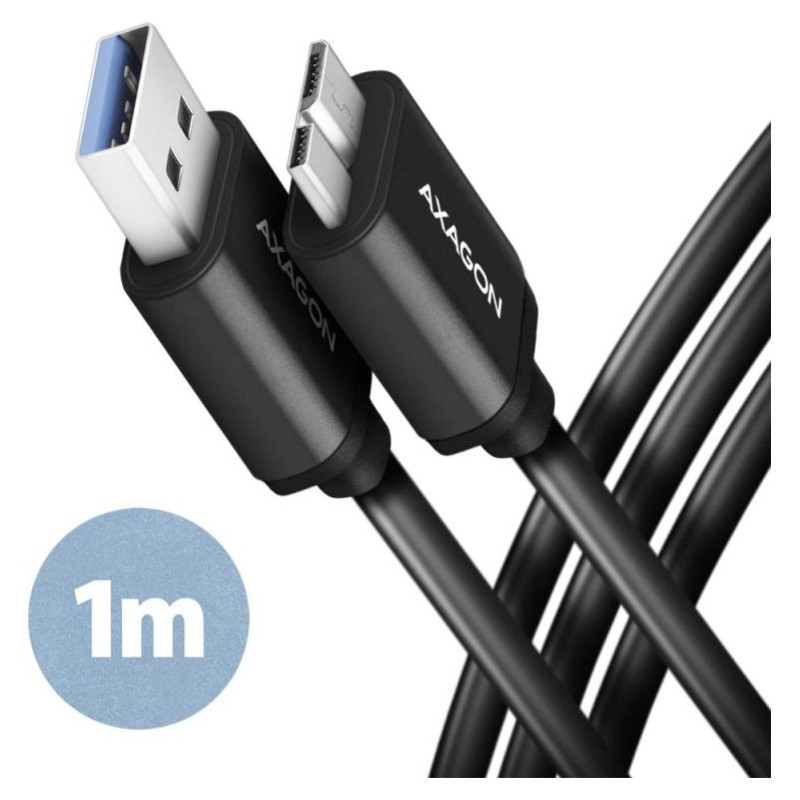 Axagon Data and charging USB 3.2 Gen1 cable length 1 m. 3A. Black.