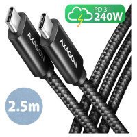 Axagon CABLE USB-C TO USB-C 2.5M 240W/BRAID BLK BUCM2-CM25AB AXAGON