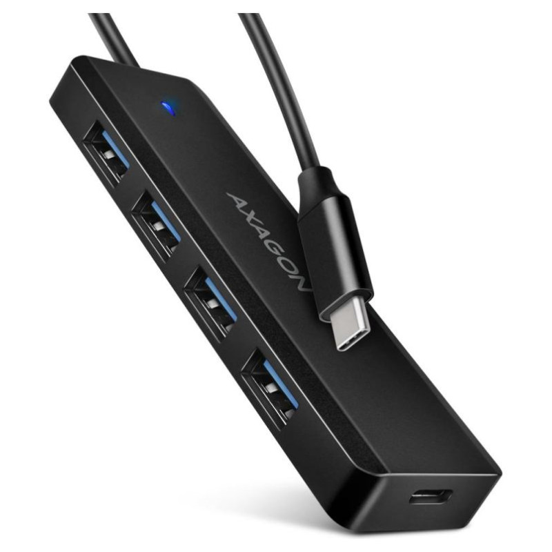 Axagon HUE-C1C 4x USB3.2 Gen 1 Travel hub, USB-C power IN, w. 20cm Type-C cable