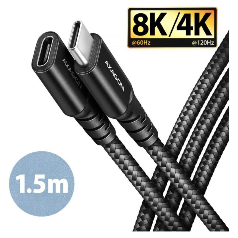 Axagon CABLE USB-C EXTENSION 1.5M/BLACK BUCM32-CF15AB AXAGON