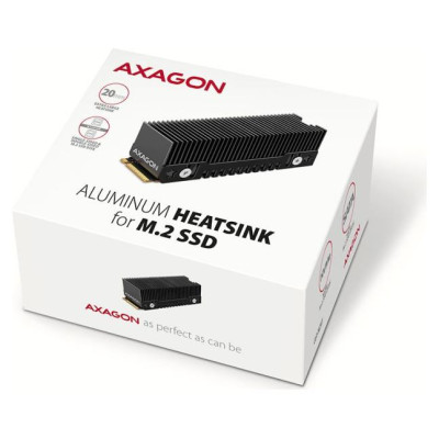 Axagon CLR-M2XT passive - M.2 SSD, 80mm SSD, ALU body, silicone thermal pads, height 20mm