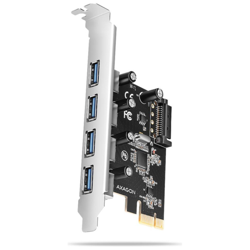 Axagon PCEU-430RS PCIe card - 4x USB 5Gbps port, SATA power, Renesas PD720201, SP
