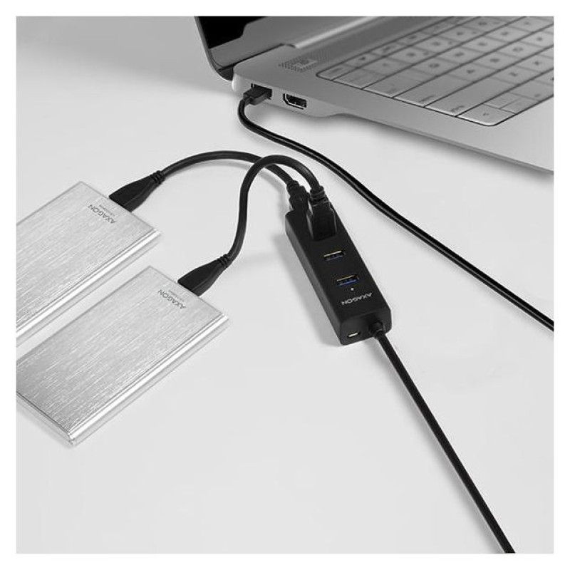 Axagon HUE-S2BP 4x USB3.0 Charging Hub 1.2m Cable, MicroUSB Charging, Incl. AC Adapter