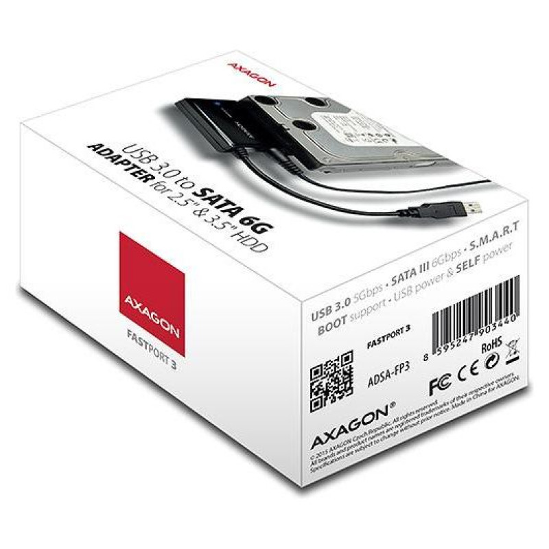 Axagon ADSA-FP3 USB3.0 - SATA 6G HDD FASTPort3 Adapter Incl. AC