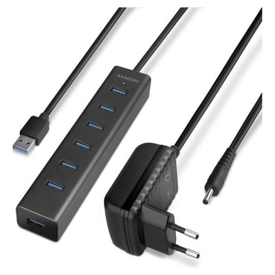 Axagon HUE-SA7BP 7x USB3.0 ALU Charging Hub Incl. AC Adapter, Black