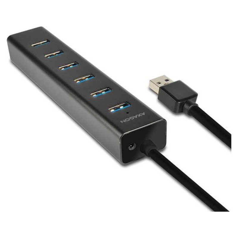 Axagon HUE-SA7BP 7x USB3.0 ALU Charging Hub Incl. AC Adapter, Black
