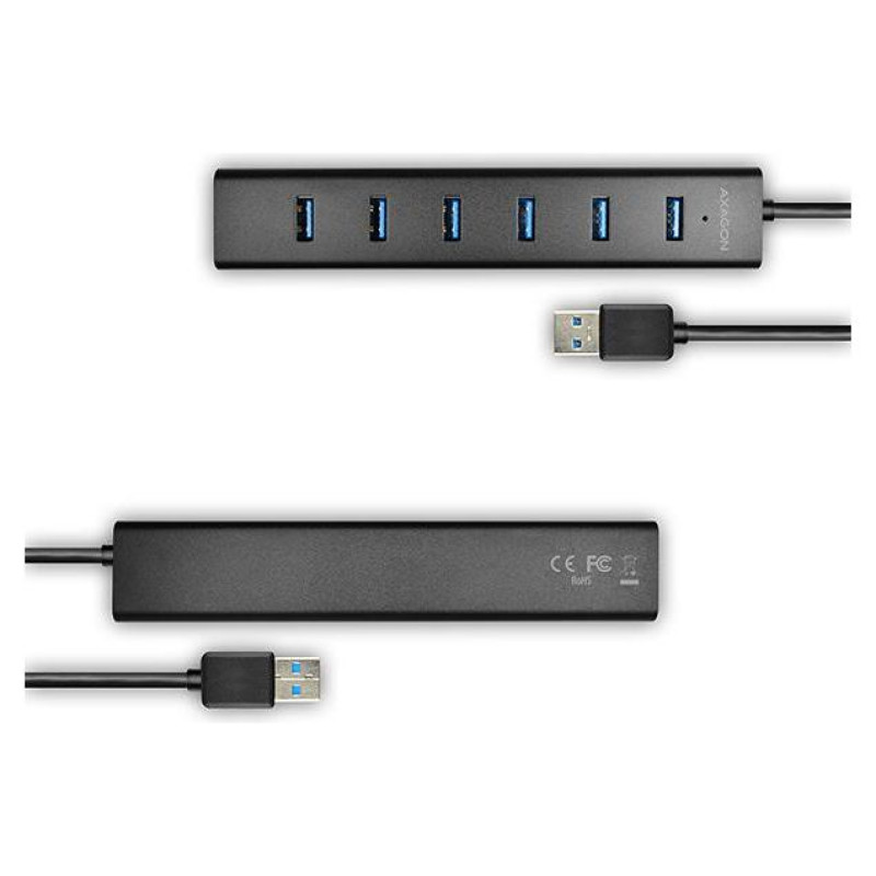 Axagon HUE-SA7BP 7x USB3.0 ALU Charging Hub Incl. AC Adapter, Black