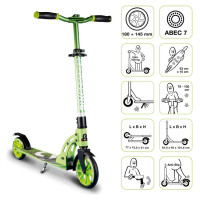 Six Degrees Aluminium Scooter skrejritenis 180/145 mm, zaļš - AU 587