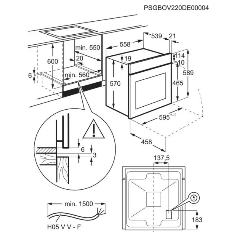 Electrolux cepe&scaron;krāsns, iebūv., 65l, tērauda - EOF3H00BX