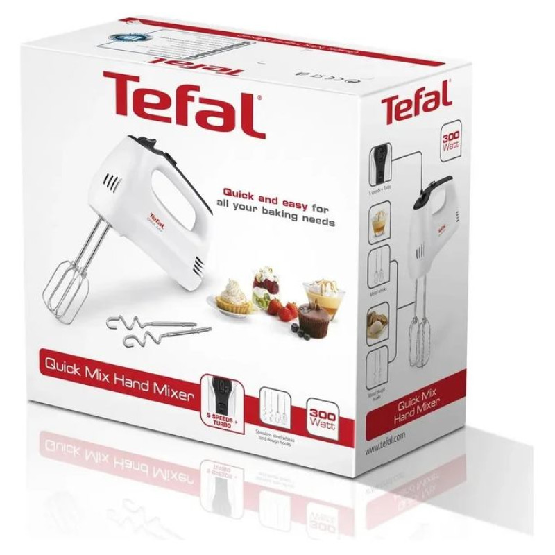 Tefal mikseris Quick Mix, 300W+turbo, balts - HT3101