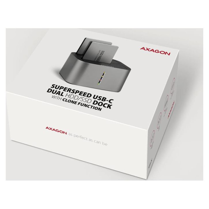 Axagon ADSA-DC USB3.2 Gen1 - 2x SATA 6G CLONE DUAL HDD Dock Station ASMedia