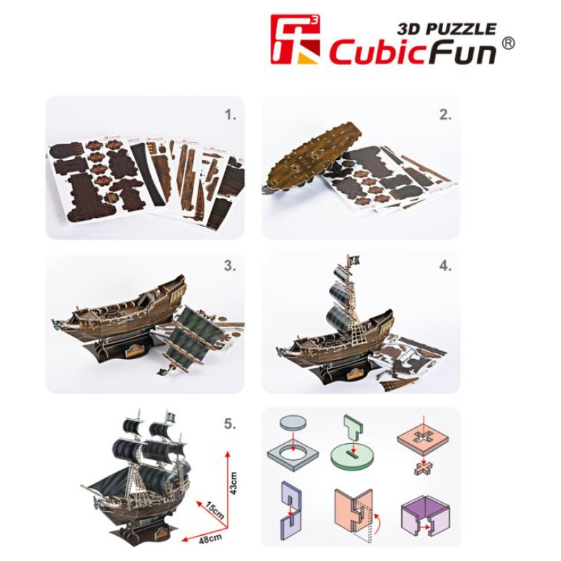 Cubic Fun CUBICFUN 3D puzle Pirātu kuģis Karalienes Annas atriebība