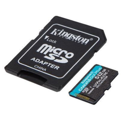 Kingston 512GB microSDXC Canvas Go Plus Gen4 200MB/s A2 U3 V30 Card + Adapter