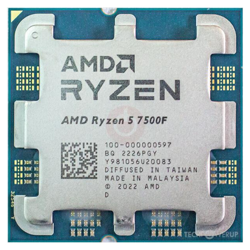 AMD CPU Desktop Ryzen 5 6C/12T 7500F (5.2GHz Max, 38MB,65W,AM5) Tray