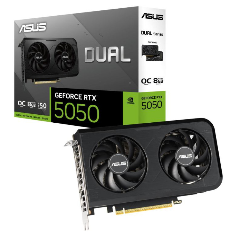 Asus Graphics Card|ASUS|NVIDIA GeForce RTX 5050|8 GB|GDDR6|128 bit|PCIE 5.0 16x|Dual Slot Fansink|DUAL-RTX5050-O8G