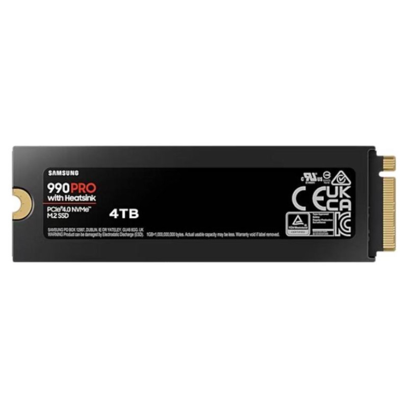 Samsung SSD|SAMSUNG|990 PRO with Heatsink|4TB|M.2|PCIe Gen4|NVMe|TLC|Write speed 6900 MBytes/sec|Read speed 7450 MBytes/sec|TBW 2400 TB|MTBF 1500000 hours|MZ-V9P4T0CW