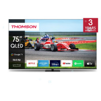 Thomson TV Set|THOMSON|75"|4K/Smart|QLED|3840x2160|Wireless LAN|Bluetooth|Google TV|Black|75QG7C14