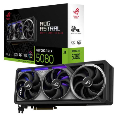 Asus Graphics Card|ASUS|NVIDIA GeForce RTX 5080|16 GB|GDDR7|256 bit|PCIE 5.0 16x|Triple slot Fansink|2xHDMI|3xDisplayPort|ASTRAL-RTX5080-O16G-GAM