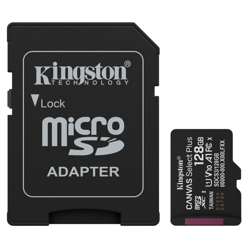 Kingston 128GB microSDXC Canvas Select Plus Gen3 150MB/s A1 Card + Adapter