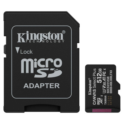 Kingston 512GB microSDXC Canvas Select Plus Gen3 150MB/s A1 Card + Adapter