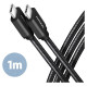 Axagon CABLE USB-C TO USB-C 1M 60W/BLACK BUCM3-CM10AB AXAGON