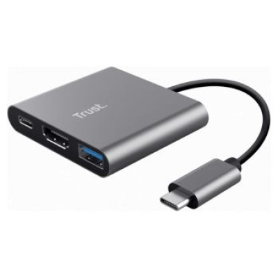 Trust Dokstacija Trust Dalyx 3-in-1 Multiport USB-C Grey