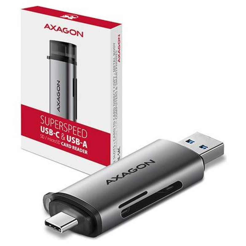 Axagon CRE-SAC External USB 3.2 Gen1 Type-C+Type-A 2-slot SD/microSD