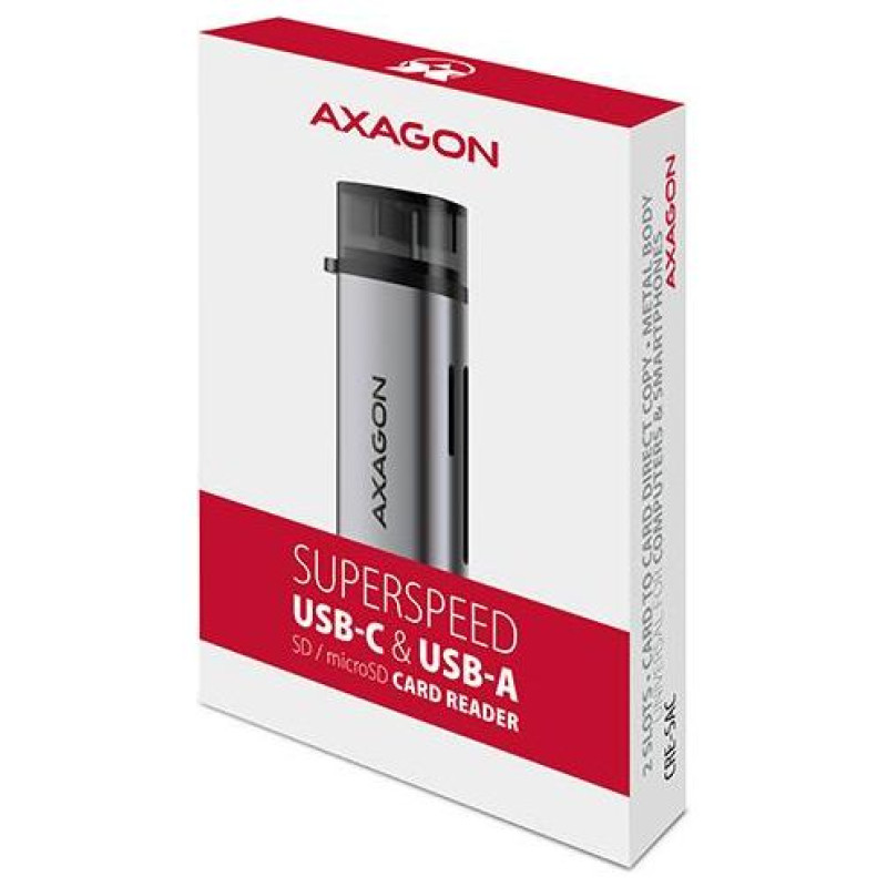 Axagon CRE-SAC External USB 3.2 Gen1 Type-C+Type-A 2-slot SD/microSD