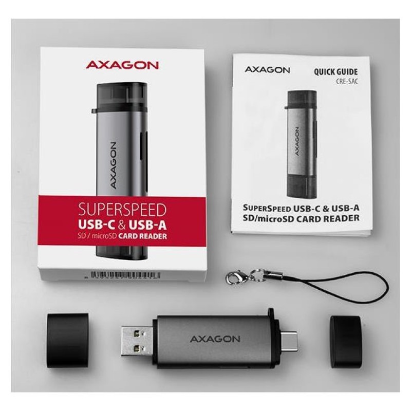 Axagon CRE-SAC External USB 3.2 Gen1 Type-C+Type-A 2-slot SD/microSD