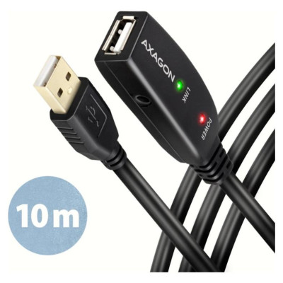 Axagon Active extension USB 2.0 A-M> A-F cable, 10 m long. Power supply option.