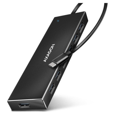 Axagon Seven-port USB 3.2 Gen 1 hub with charging support. Connector for external power supply. USB-C cable 30 cm.