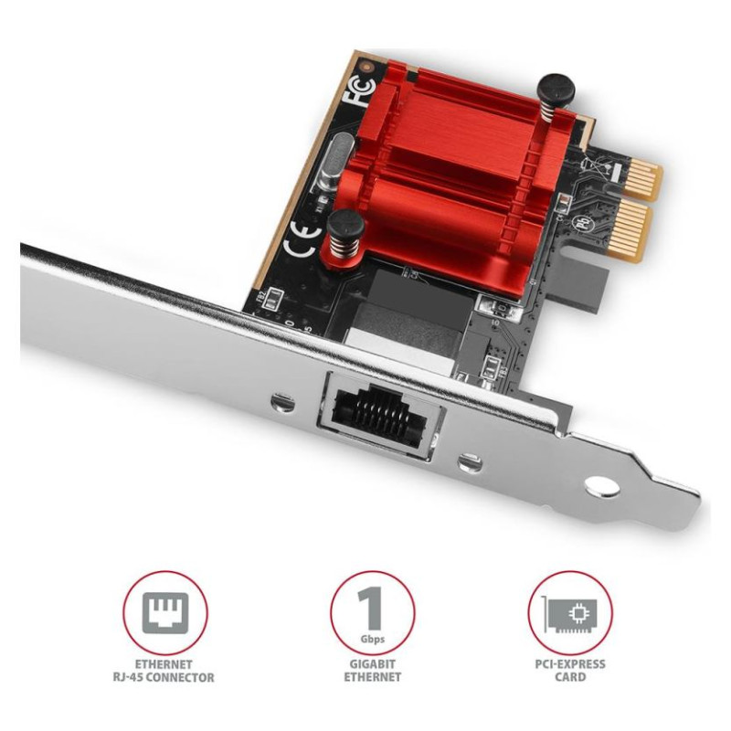 Axagon Gigabit Ethernet PCI-Express network card with Intel I210AT chipset with PXE support.