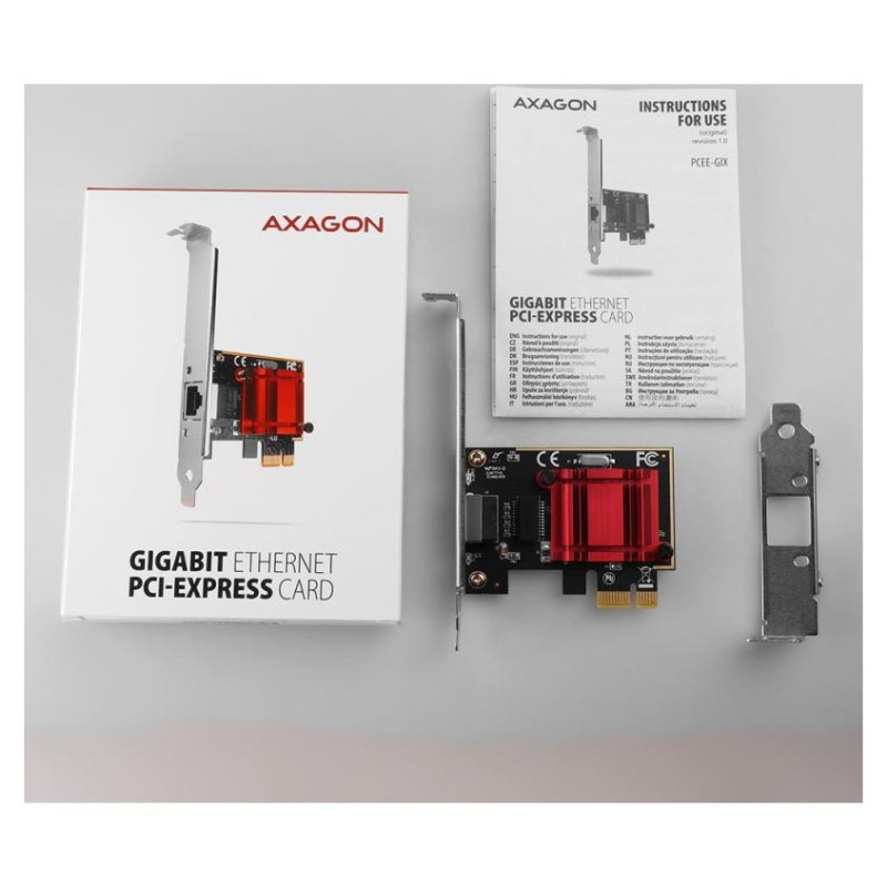 Axagon Gigabit Ethernet PCI-Express network card with Intel I210AT chipset with PXE support.