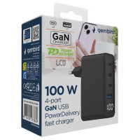 Gembird CHARGER USB 100W 4PORT GAN/TA-UC-PDQC100LCD-01-BK GEMBIRD